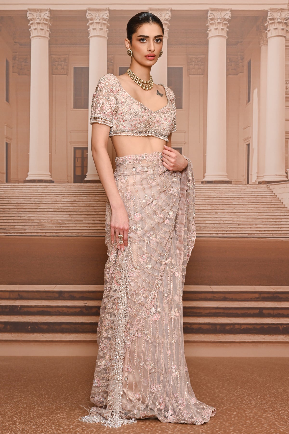 Ever Bloom Thread Embroidered Saree