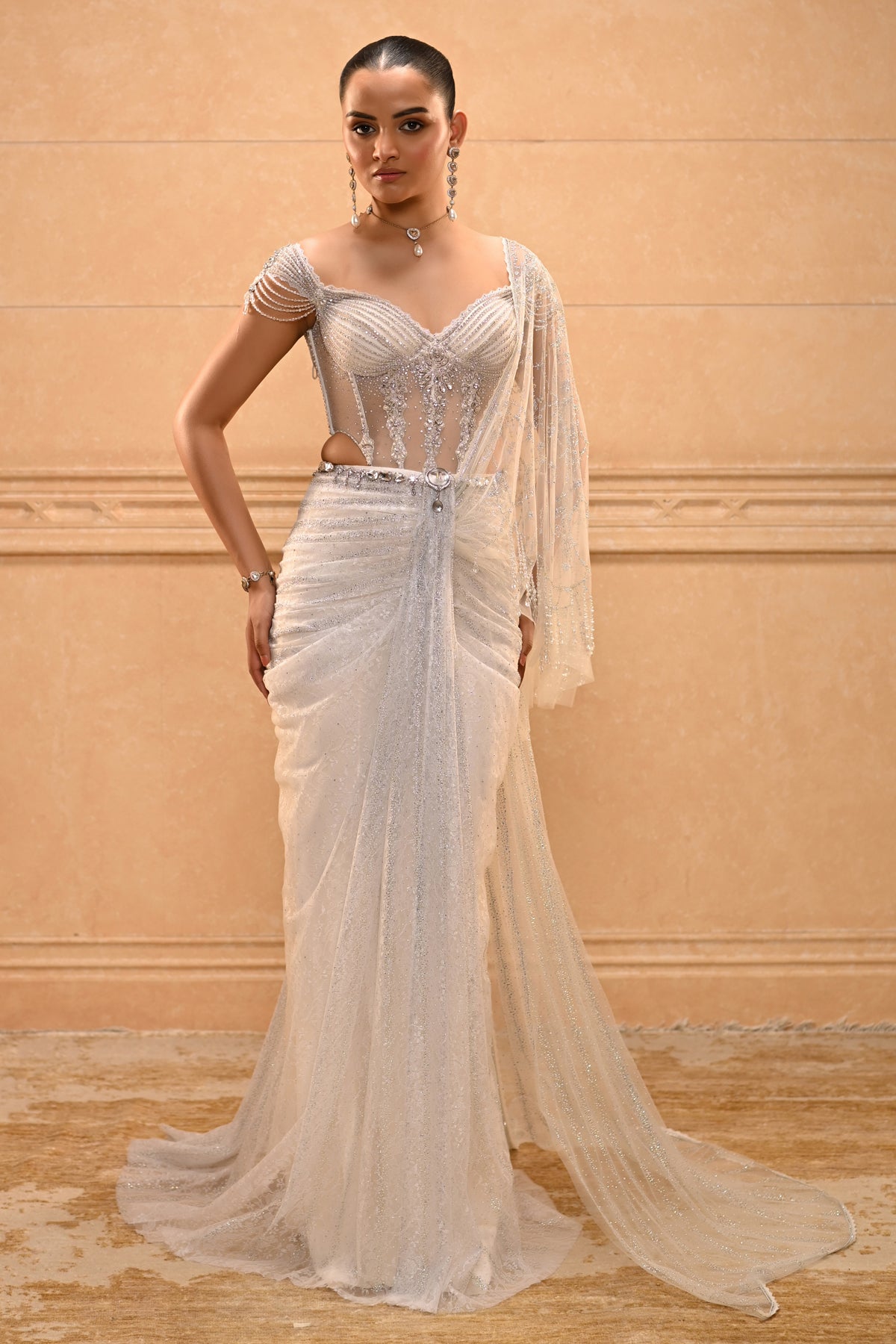 Pearl Embroidered Saree