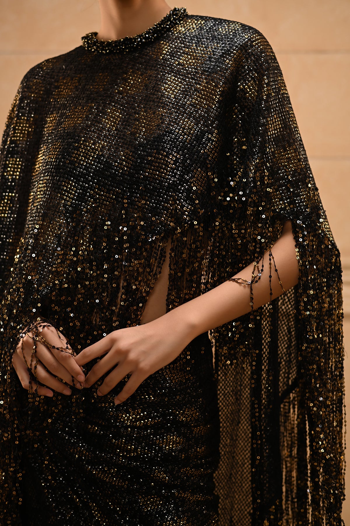 Crystal Fringe Cape Set