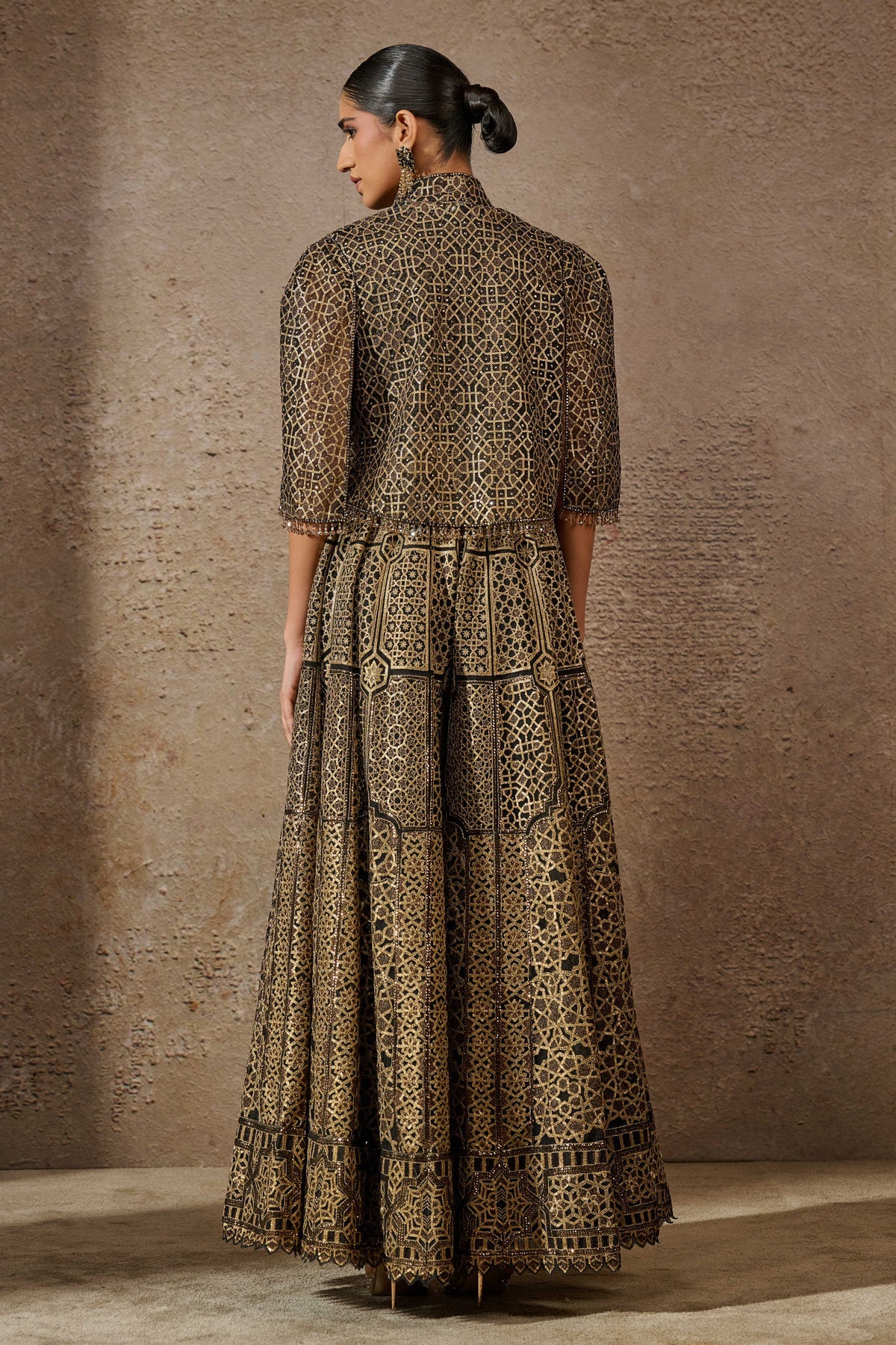 Otherworldly Sequin Architecture Motif Cape