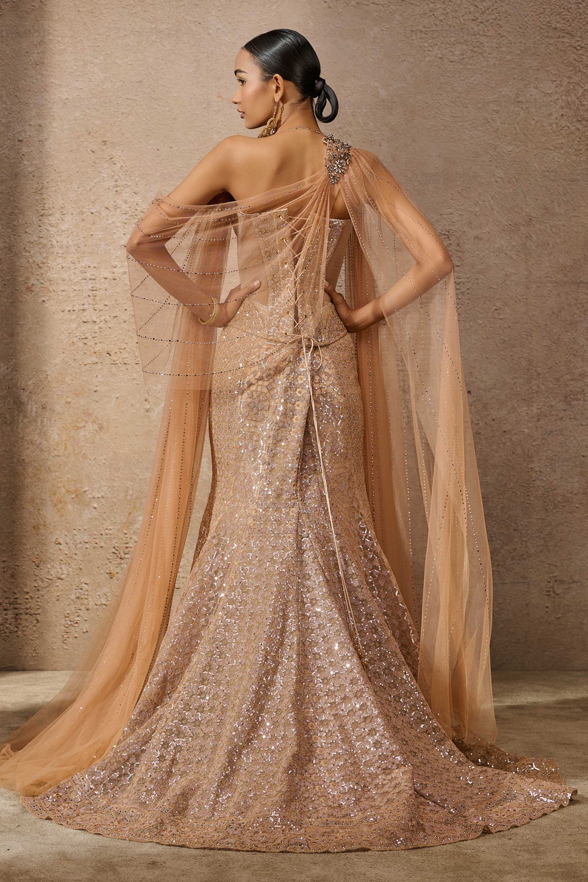 Otherworldly Sequin Architecture Motif Sculpted Lehenga