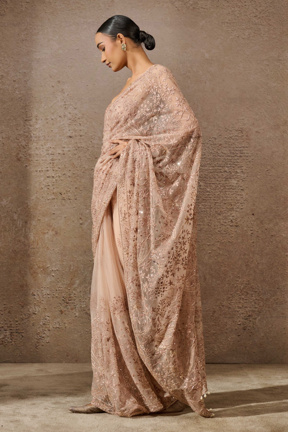 Pearl & Sequin Hand Embroidered Saree