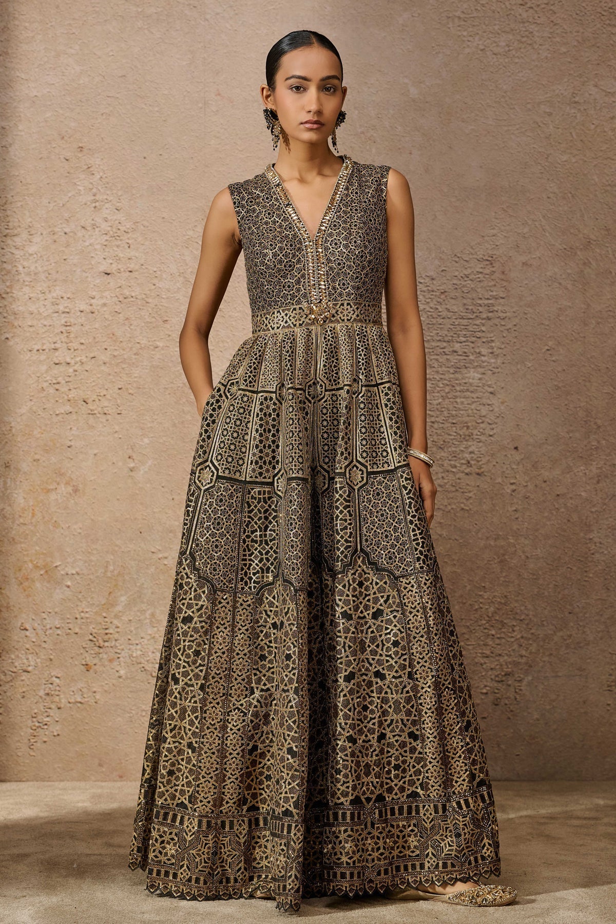 Otherworldly Sequin Architecture Motif Jumpsuit