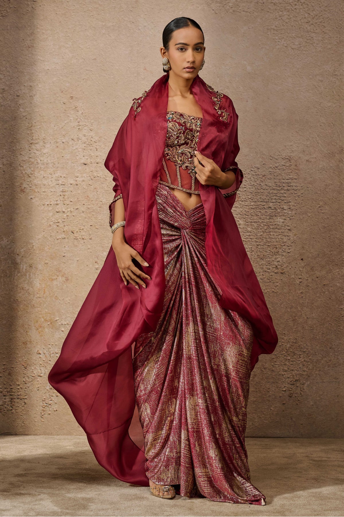 Corset, Drape And Cape Co Ord Set