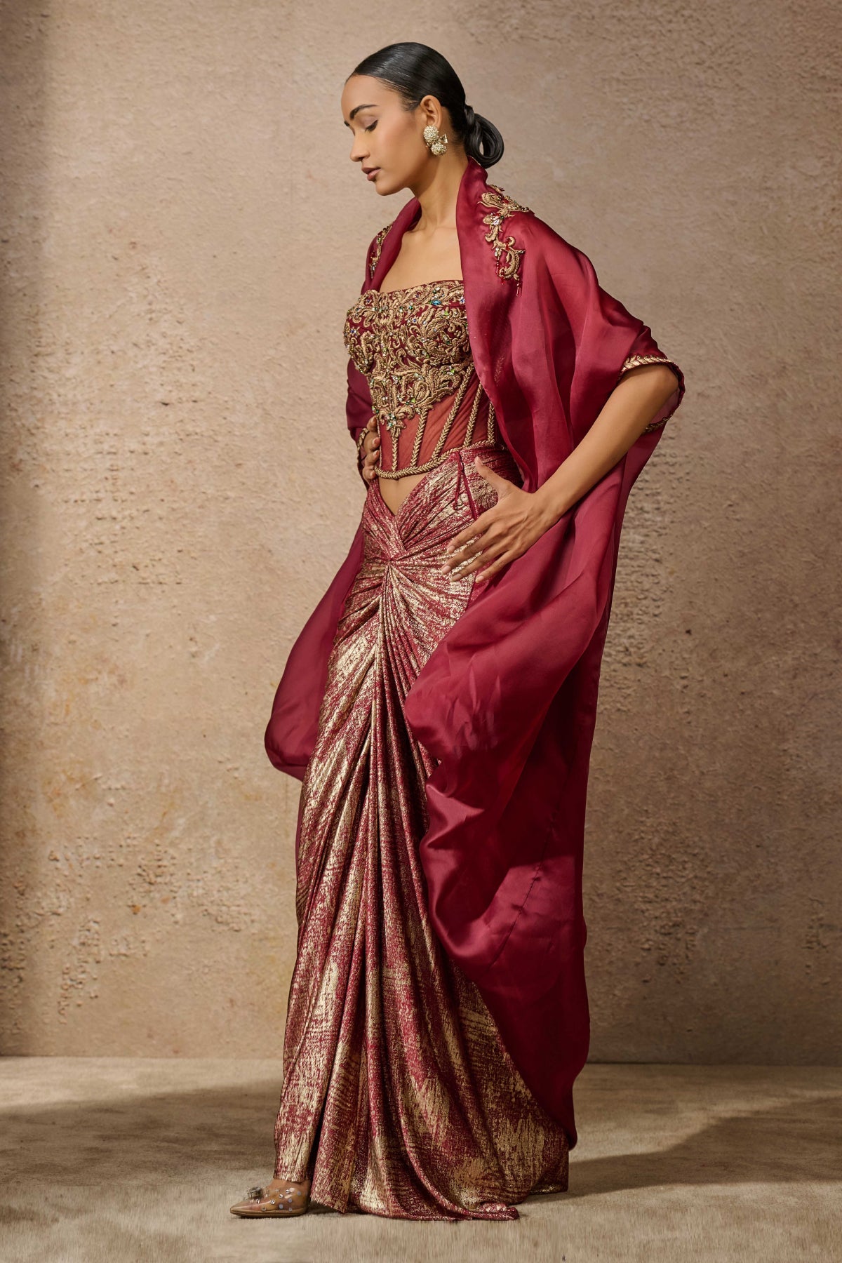 Corset, Drape And Cape Co Ord Set