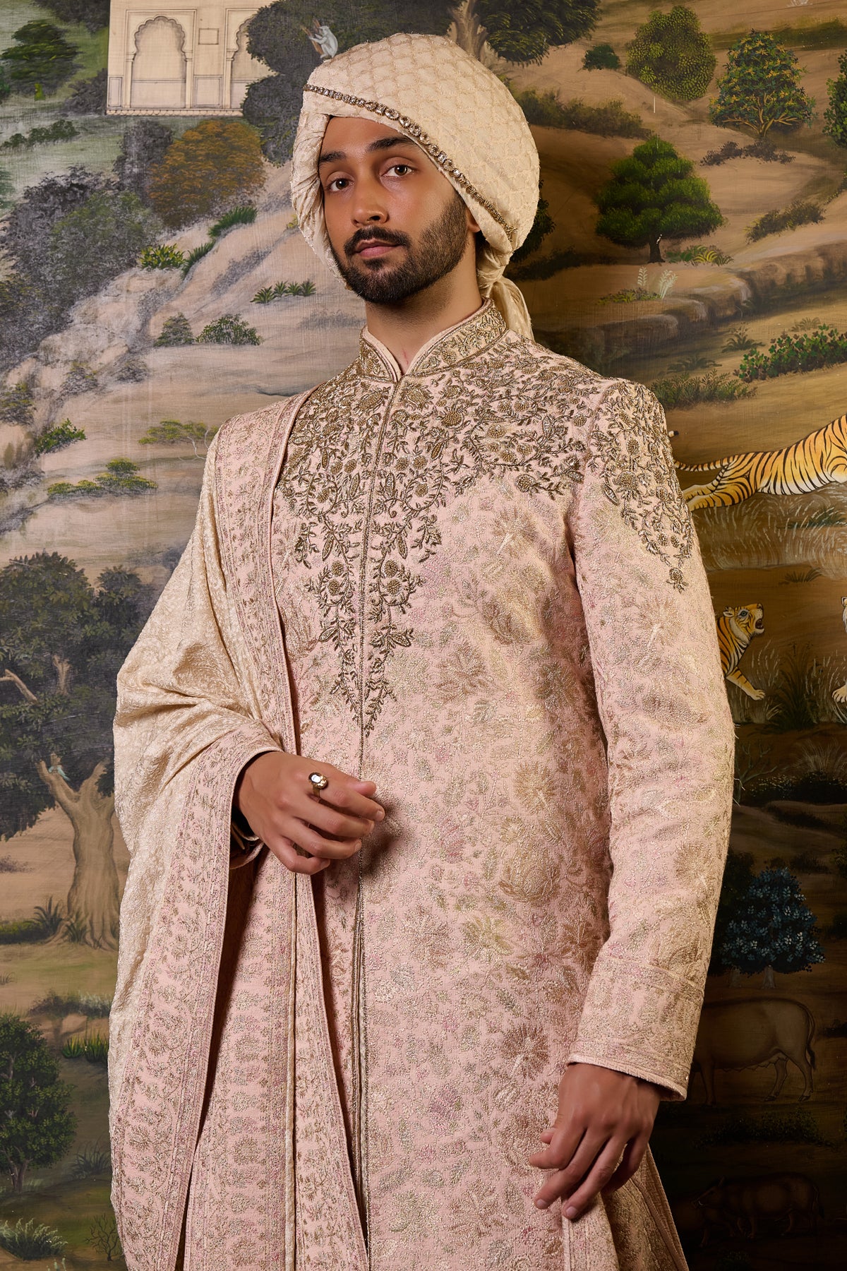 Multicolour Embroidered Sherwani Set