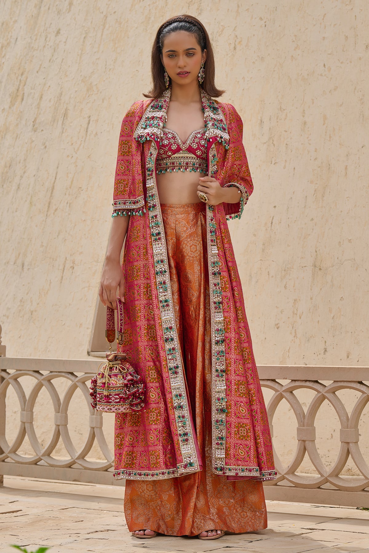 Gharchola Embroidered Jacket Set