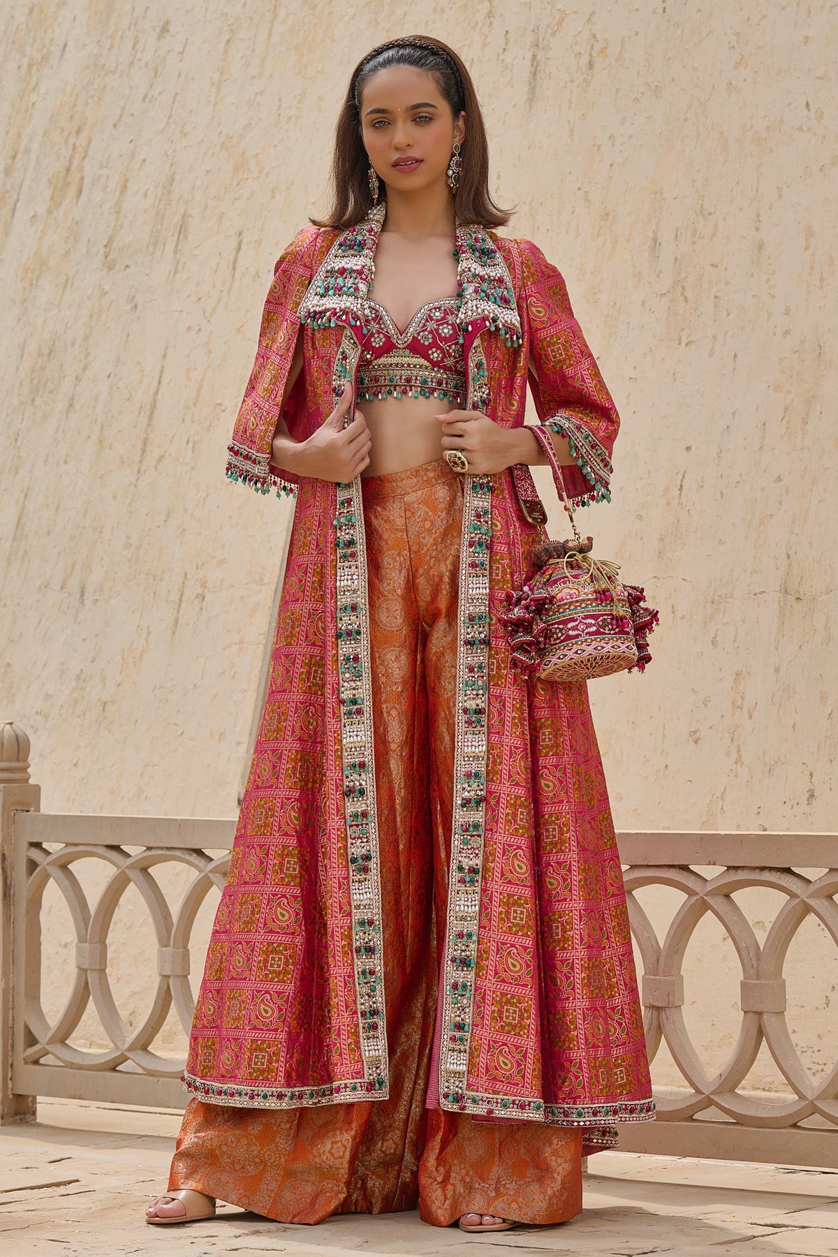 Gharchola Embroidered Jacket Set