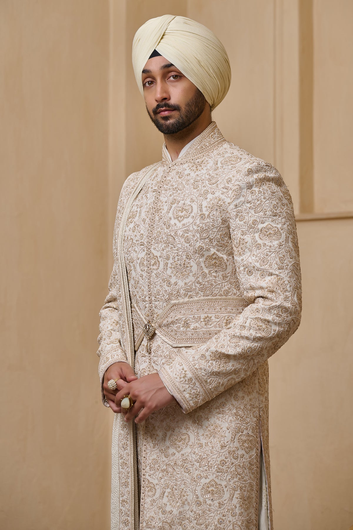 Dori Embroidered Sherwani Set with French Knot Detailing