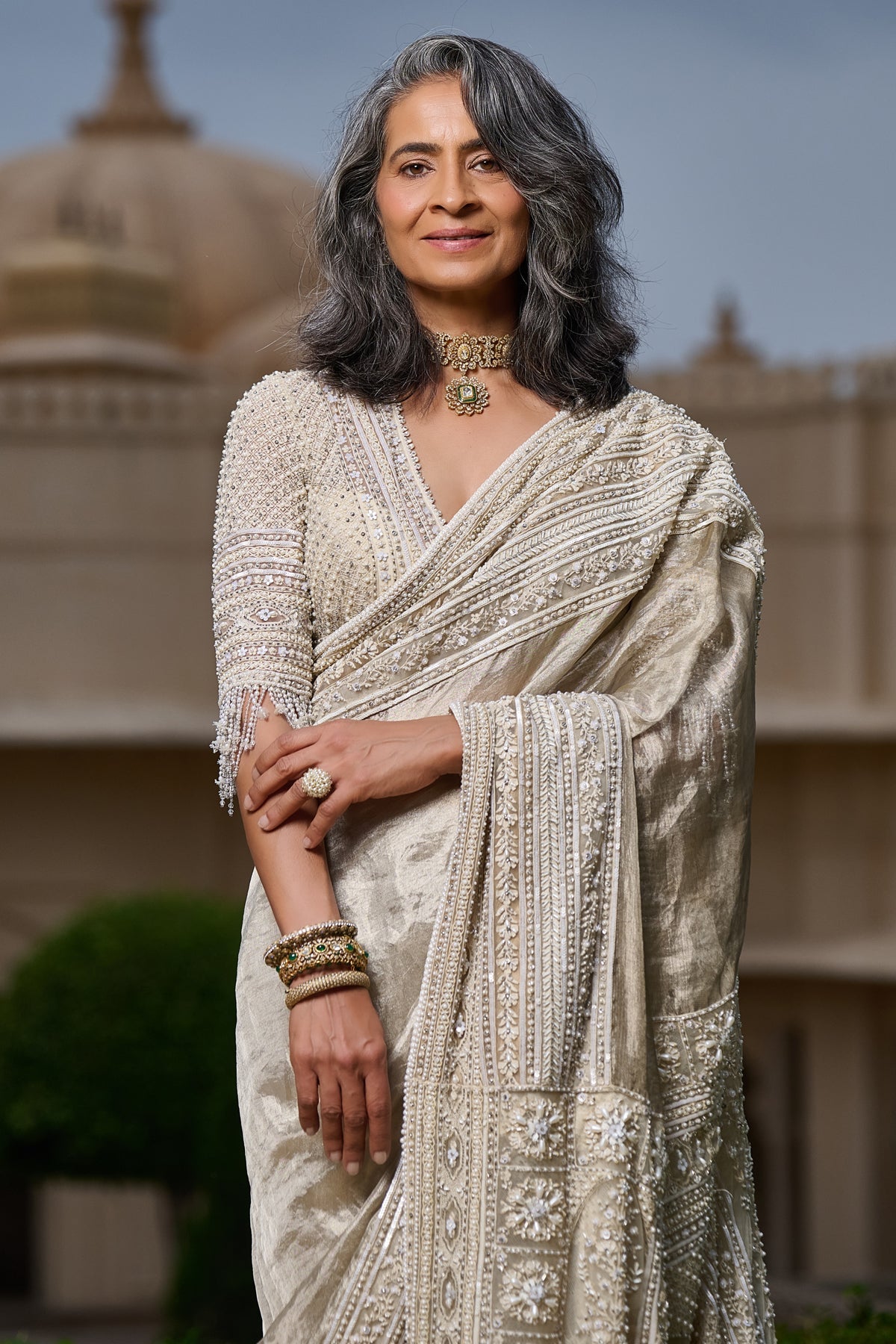 Quintessence Embellished Tissue Kanjivaram Saree