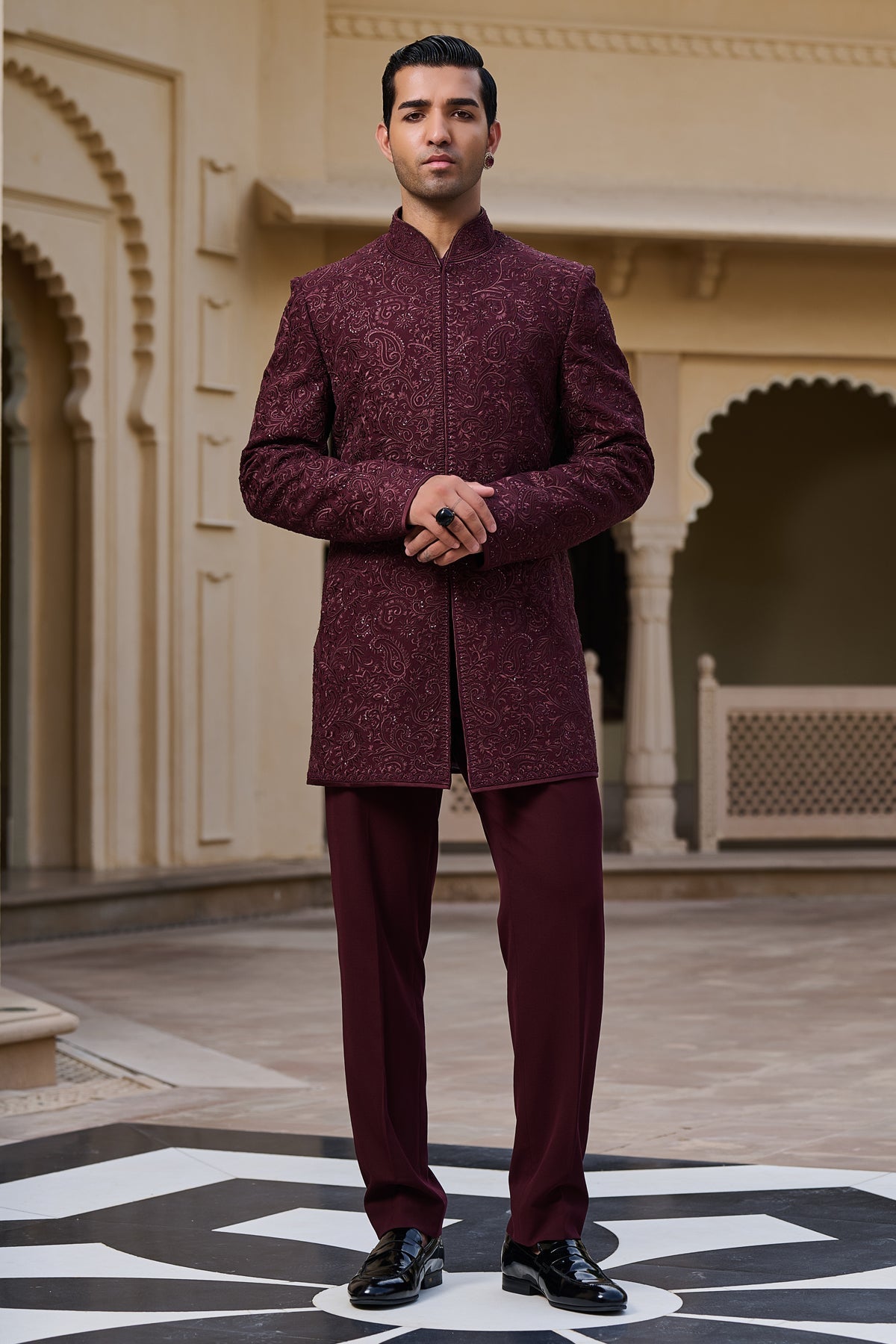 Tonal Embroidered Bandhgala Set
