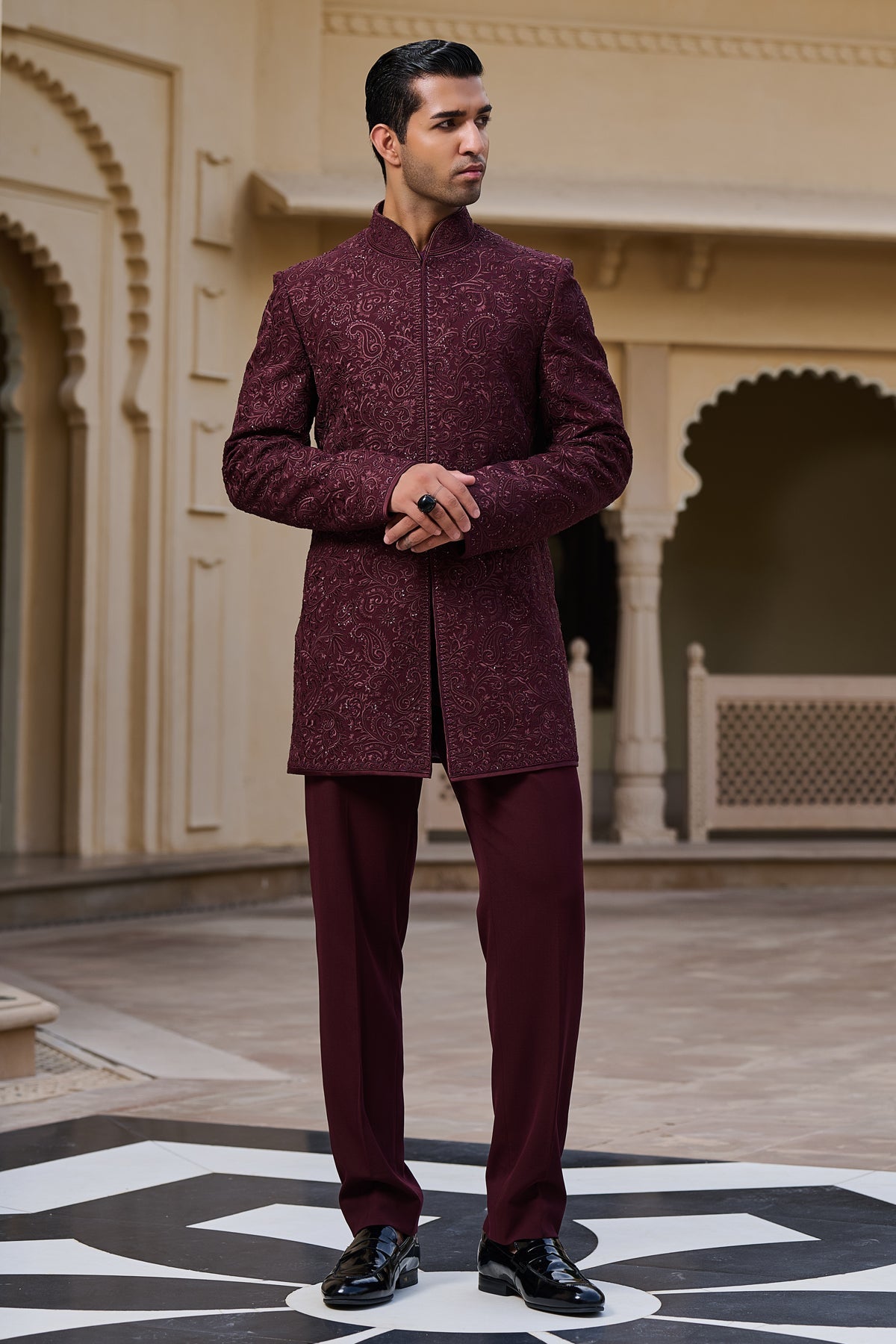 Tonal Embroidered Bandhgala Set