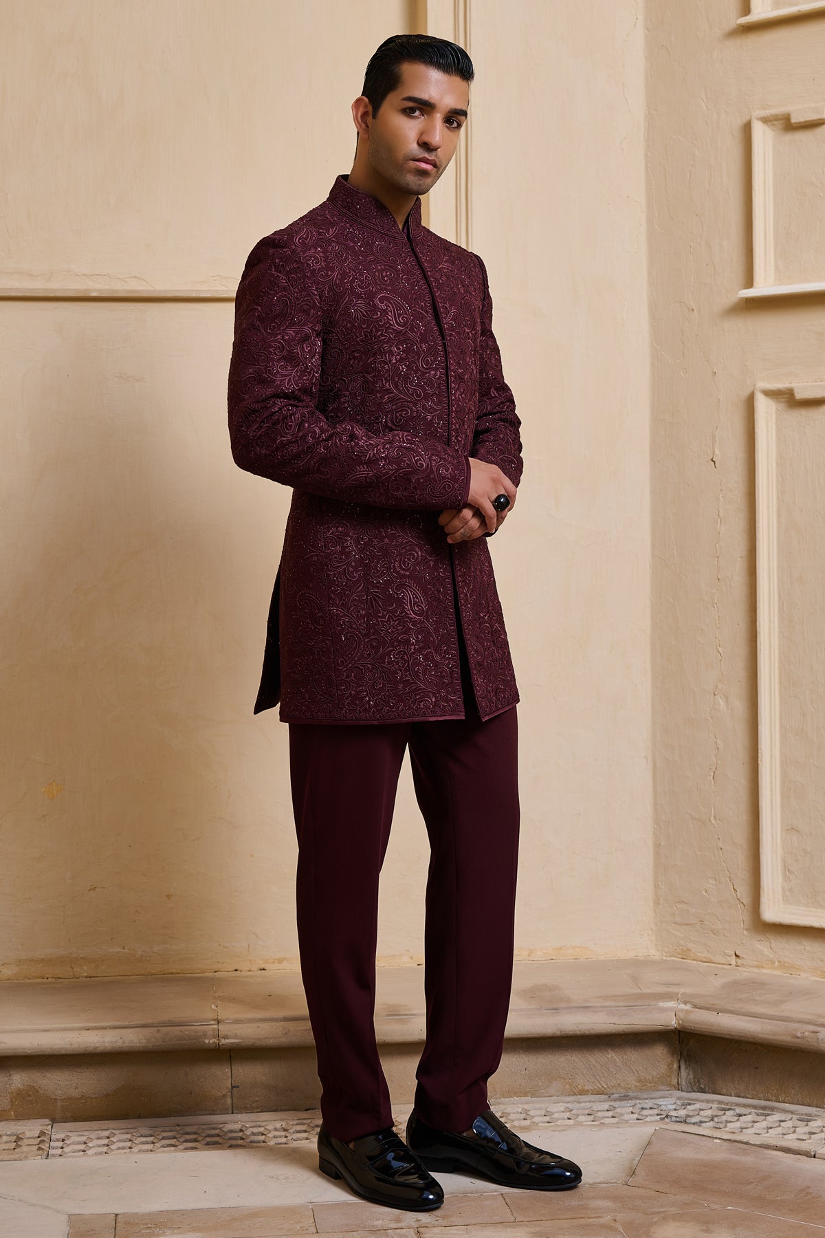 Tonal Embroidered Bandhgala Set