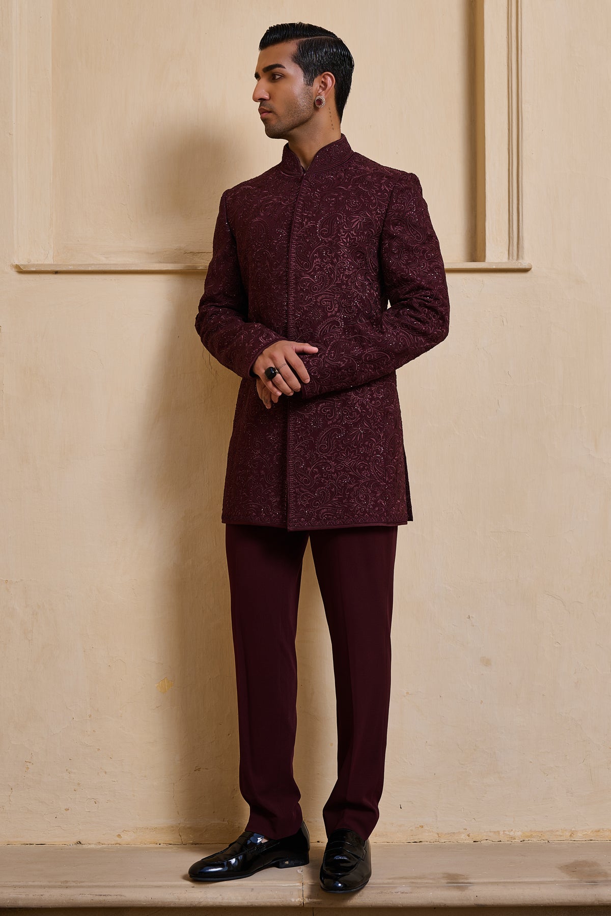 Tonal Embroidered Bandhgala Set