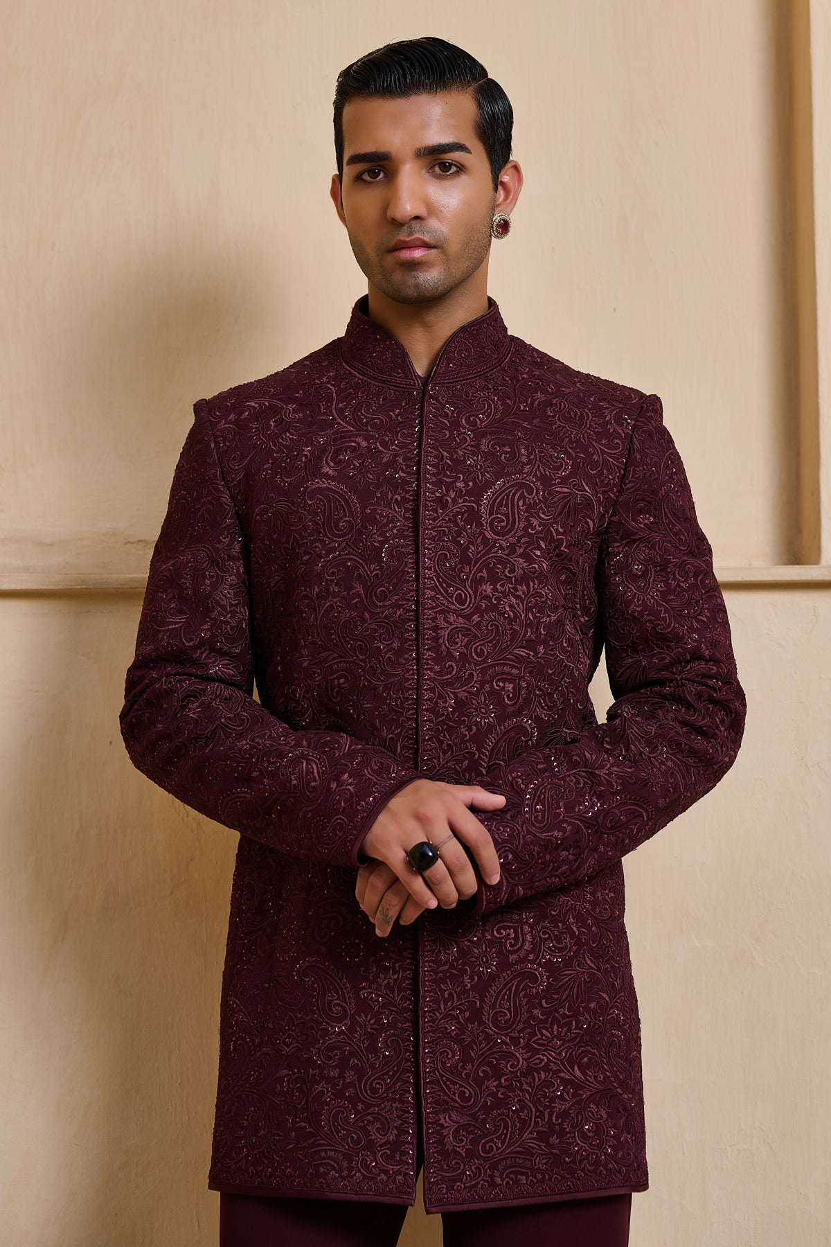 Tonal Embroidered Bandhgala Set