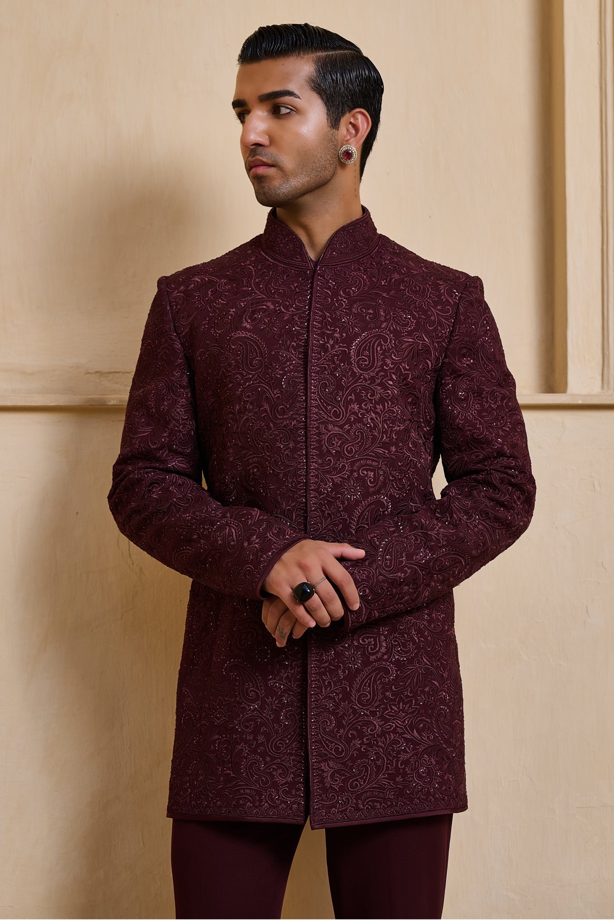 Tonal Embroidered Bandhgala Set