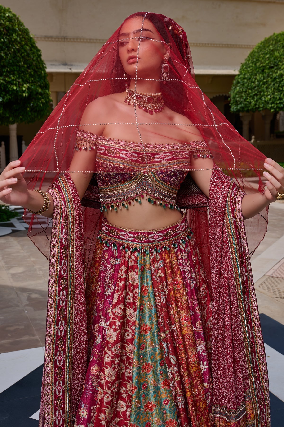 Quintessence Kashida Embroidered Lehenga