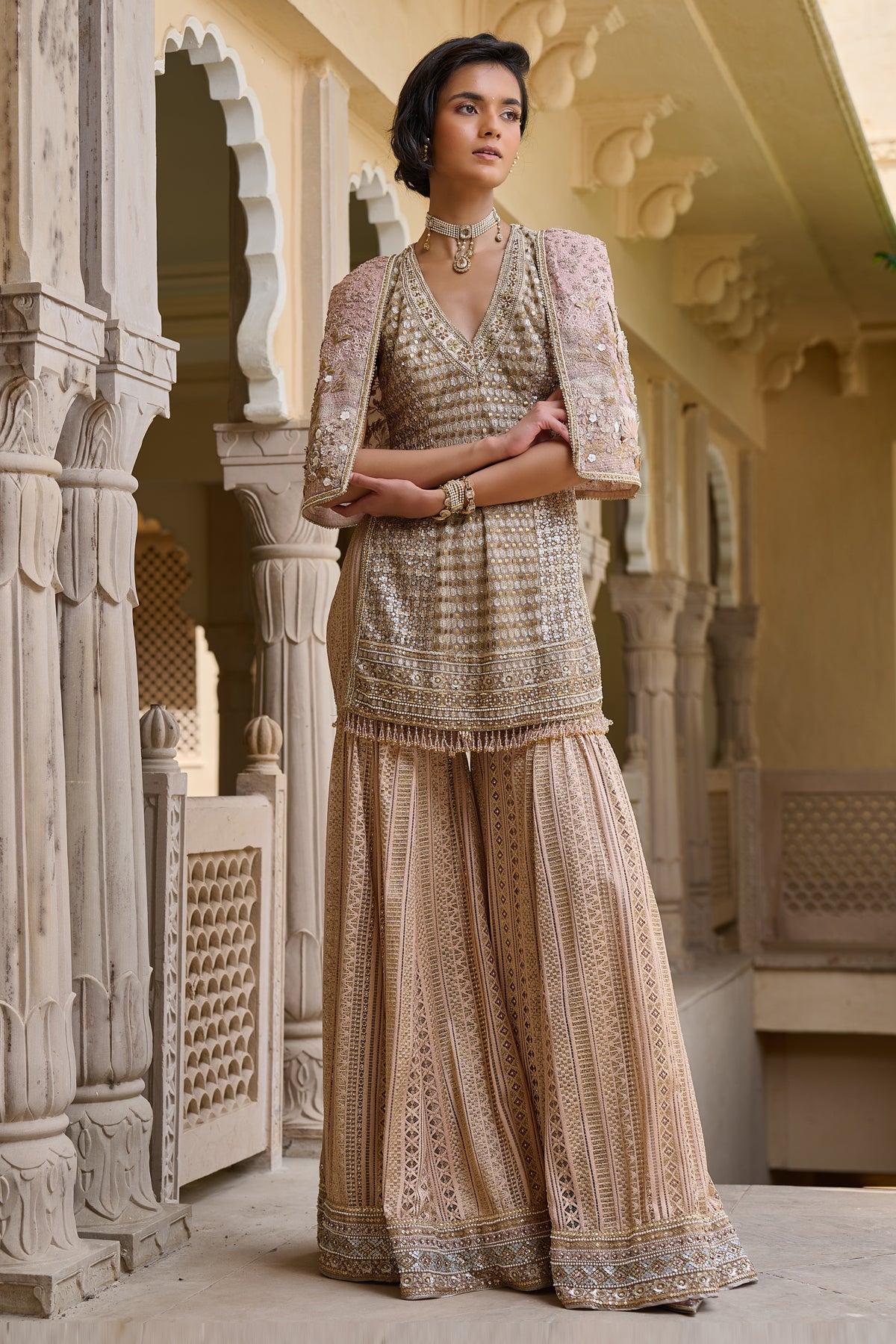Sequin Embroidered Kurti-Sharara Set