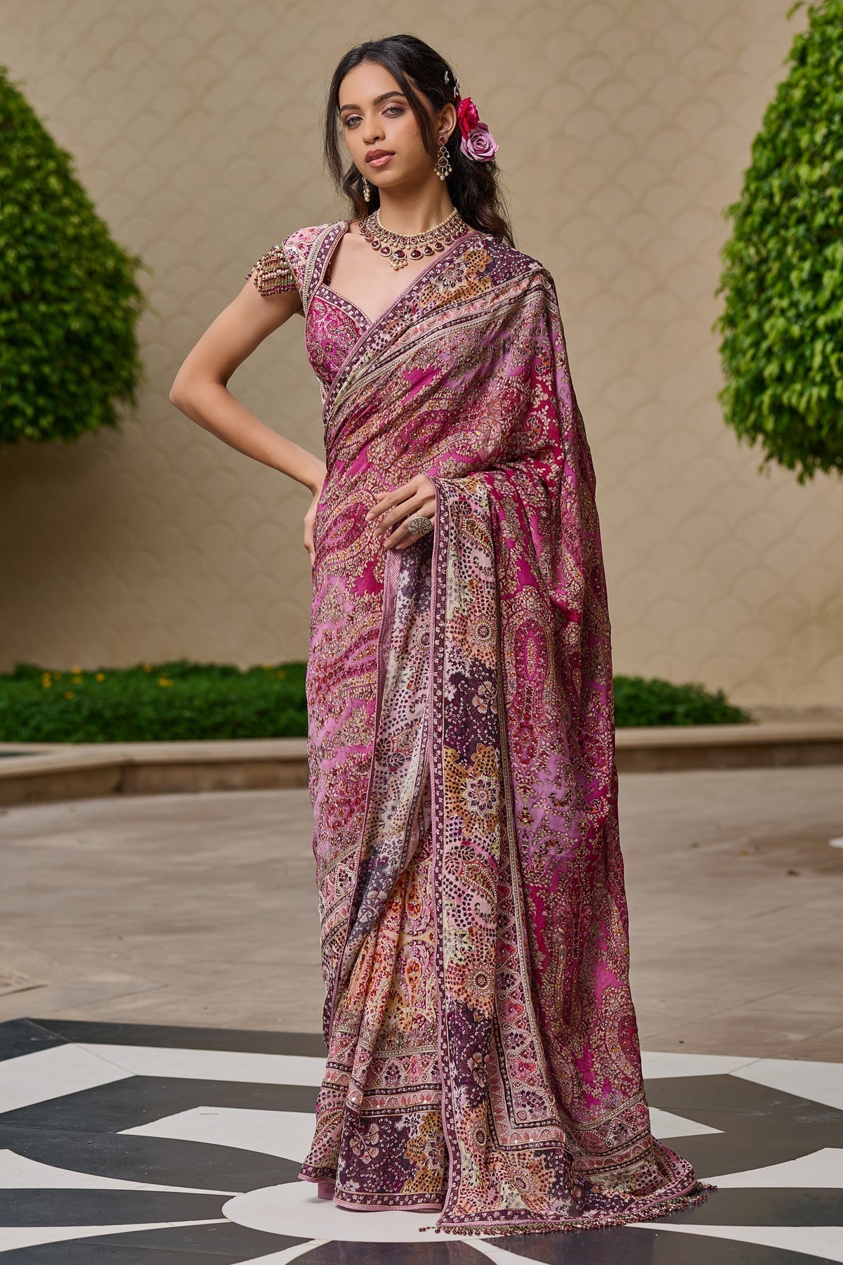 Quintessence Kashida Embroidered Saree
