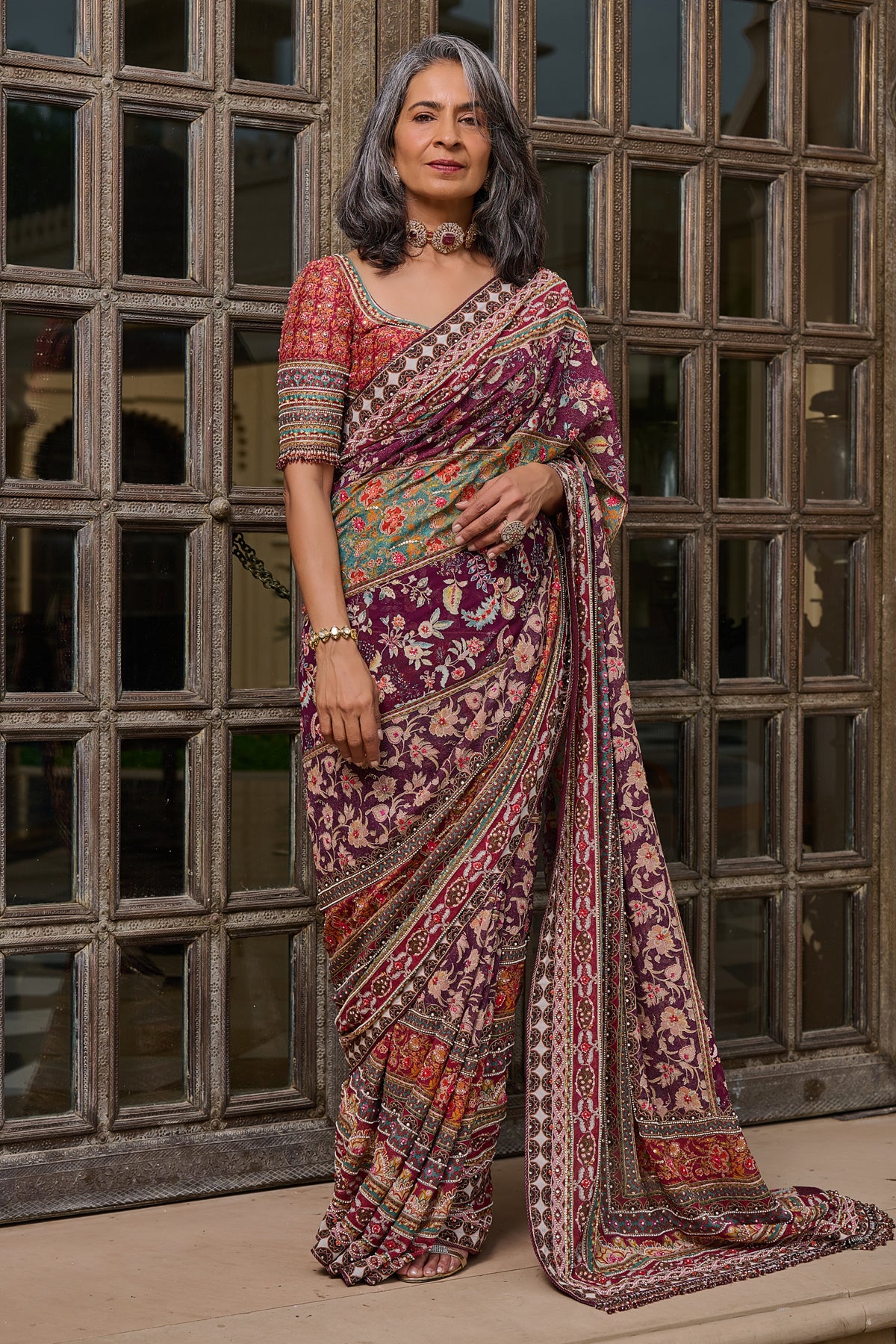 Kashida Embroidered Saree