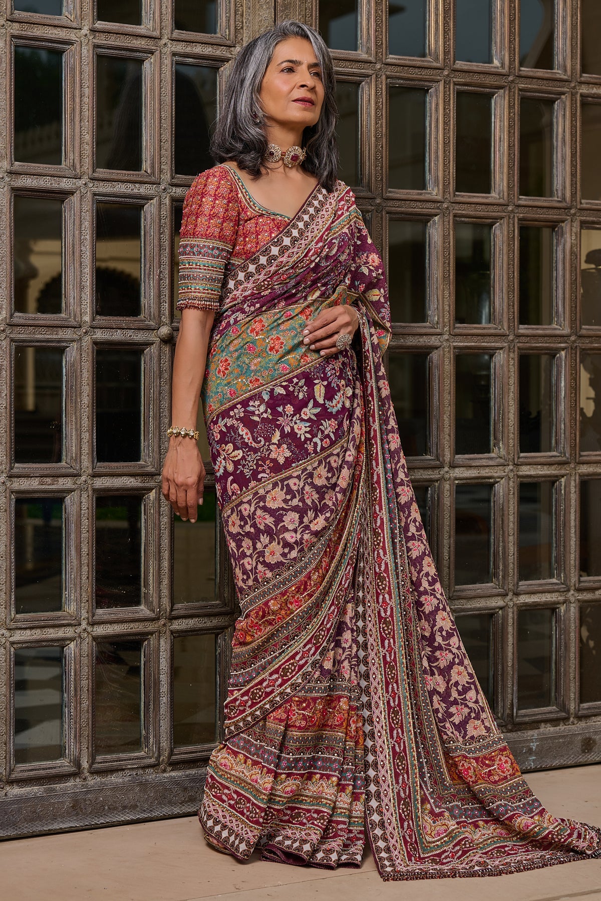 Quintessence Kashida Embroidered Saree