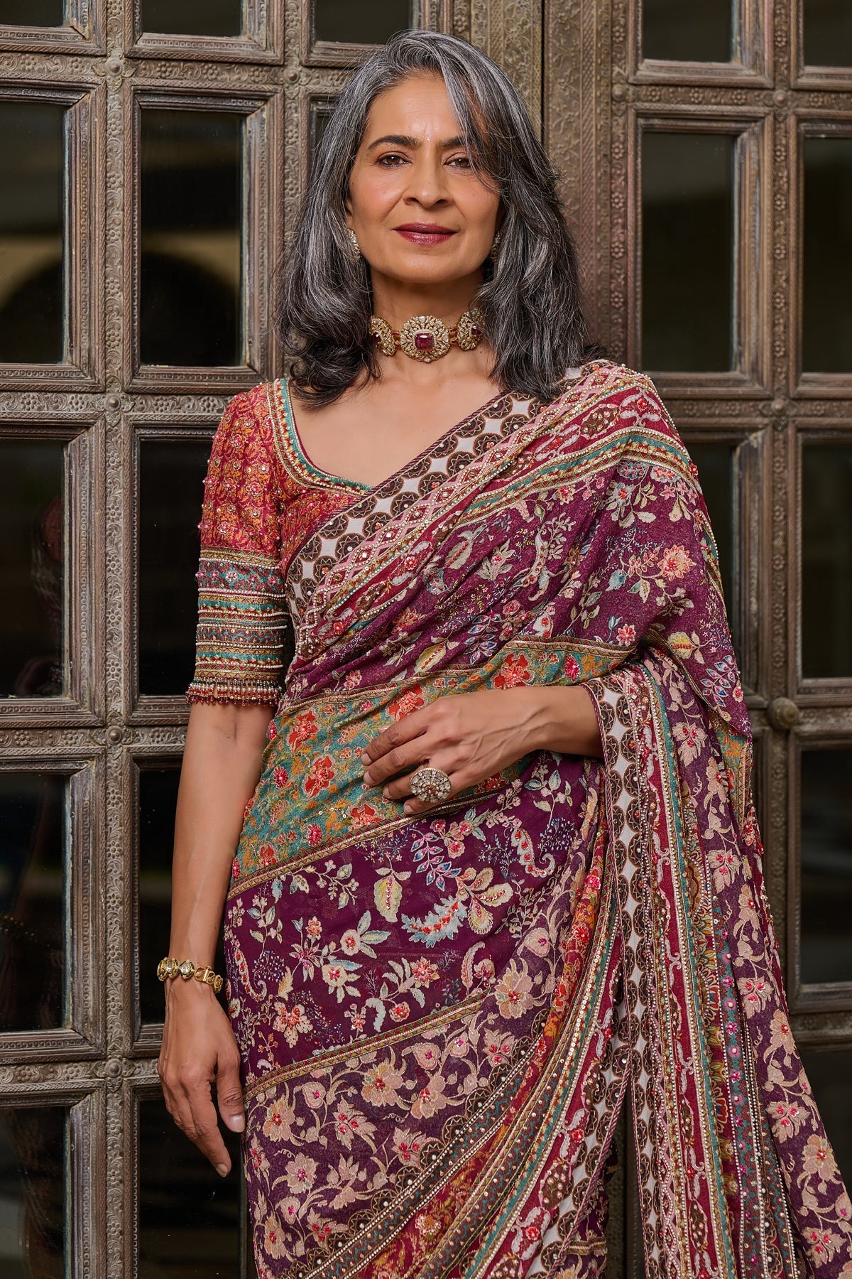 Quintessence Kashida Embroidered Saree