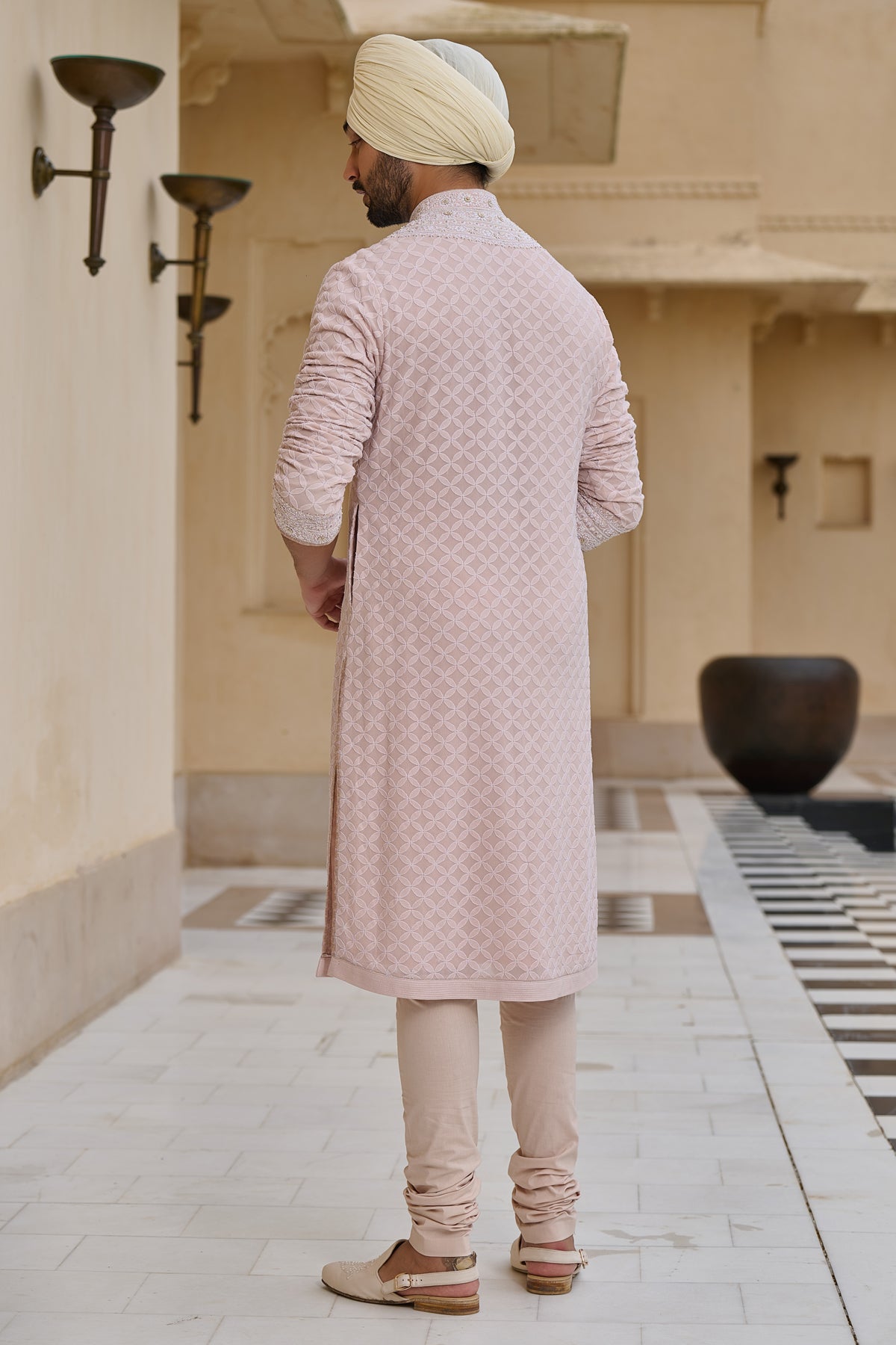 Chikankari Kurta Set with Pearl Detailing