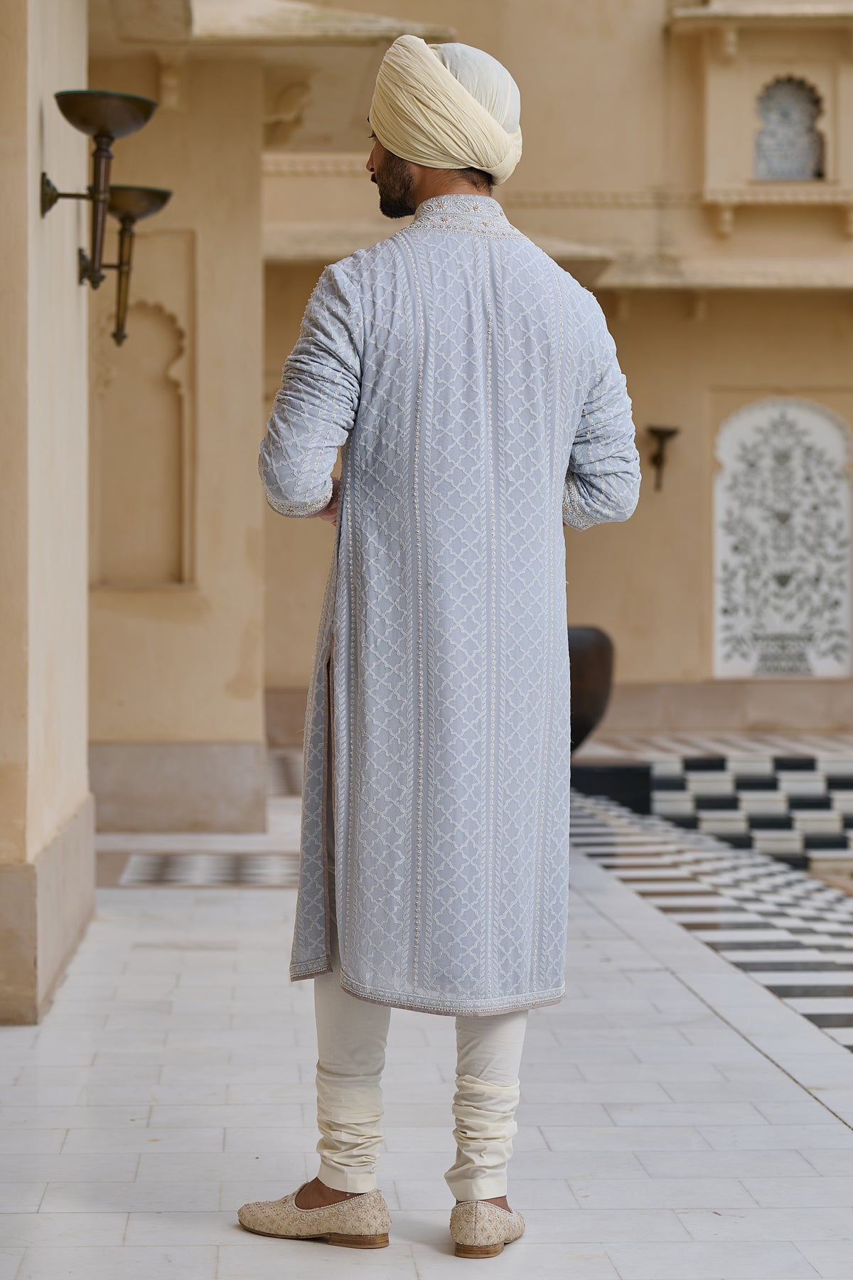 Chikankari Kurta Set with Pearl Detailing