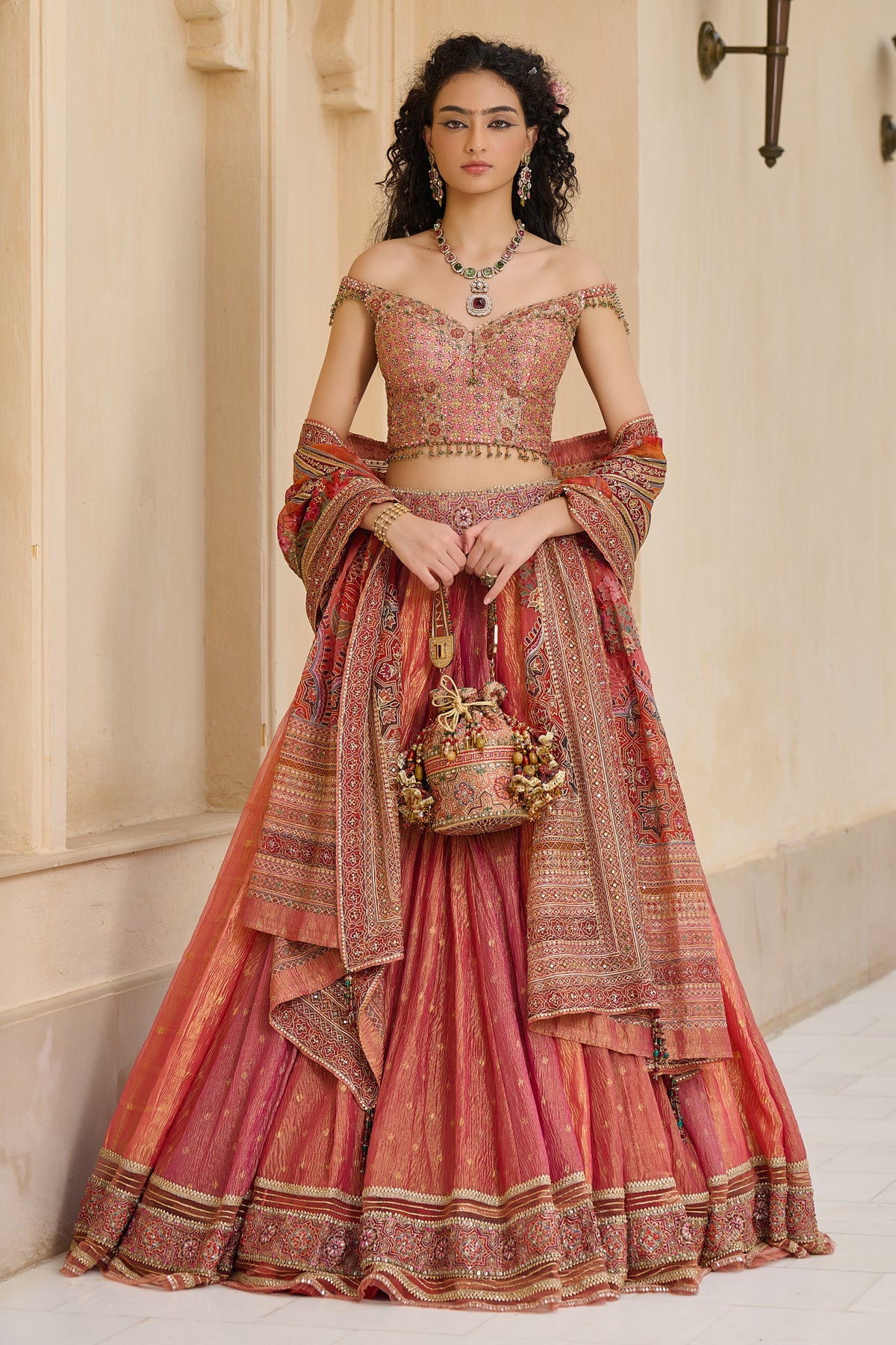 Textile Kashida Embroidered Lehenga