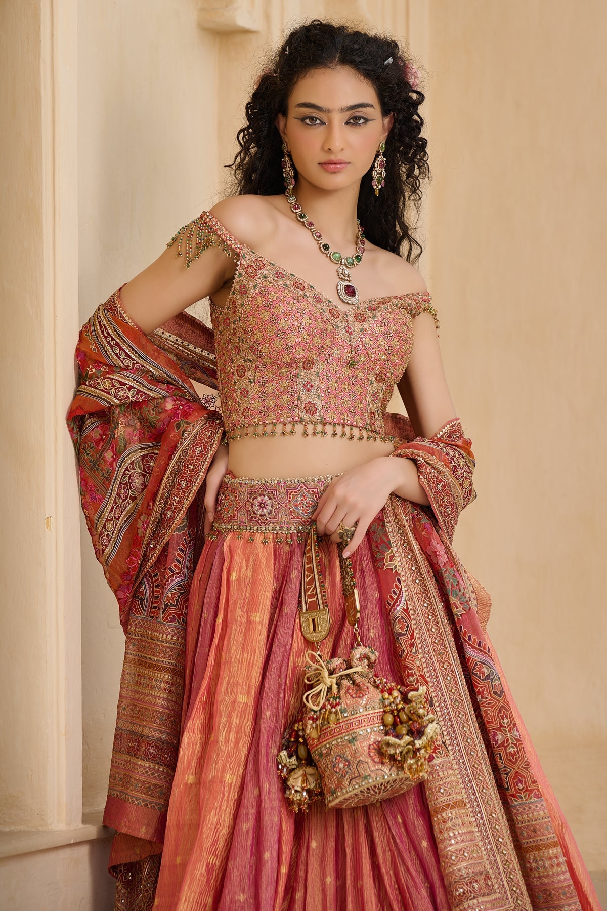 Textile Kashida Embroidered Lehenga