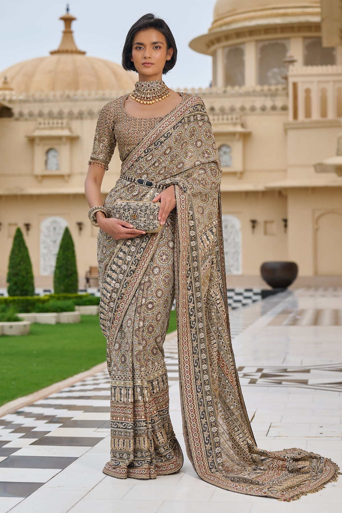 Kashida Embroidered Saree