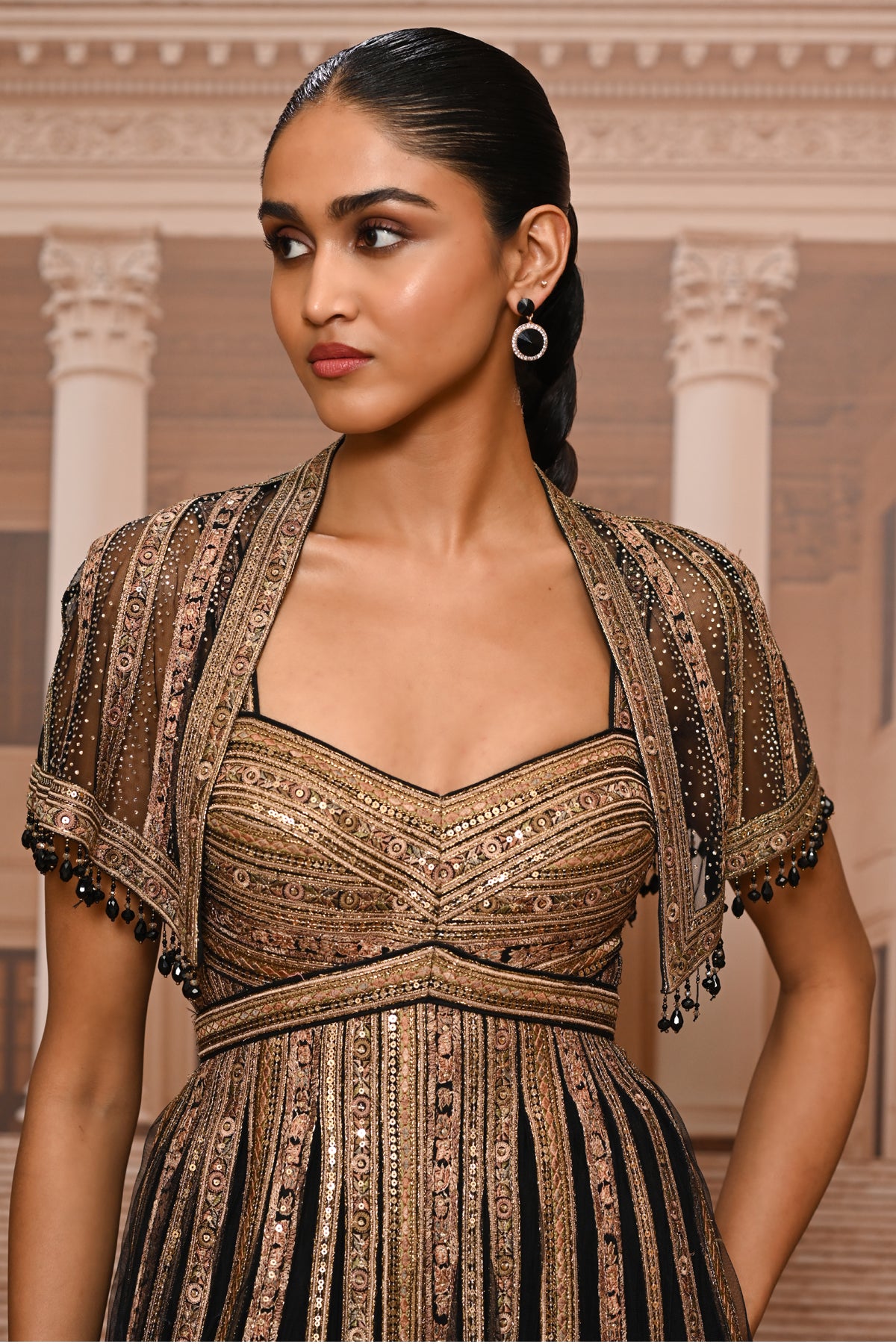 EOSS 26 Ever Bloom Embroidered Jumpsuit With Cape