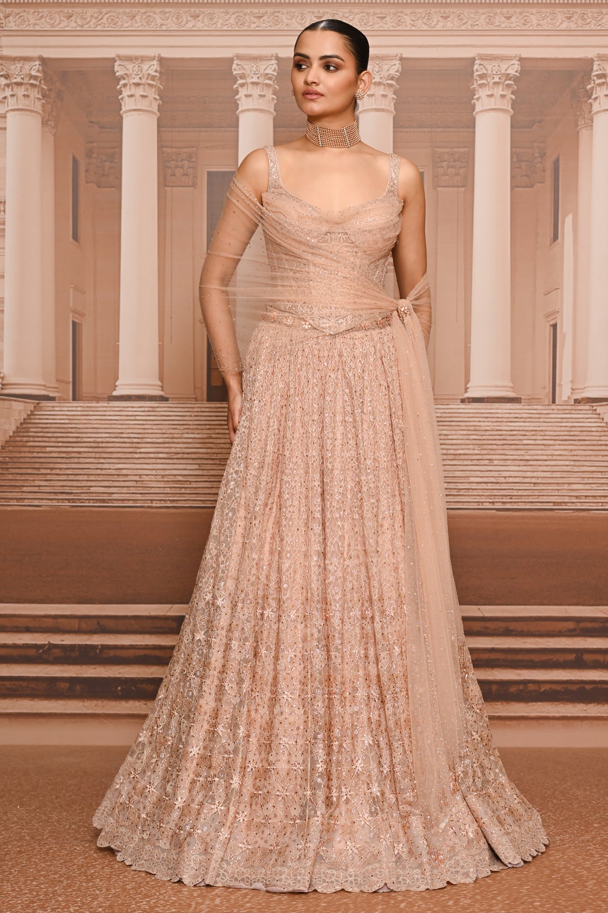 Ever Bloom Thread And Crystal Embroidered Lehenga