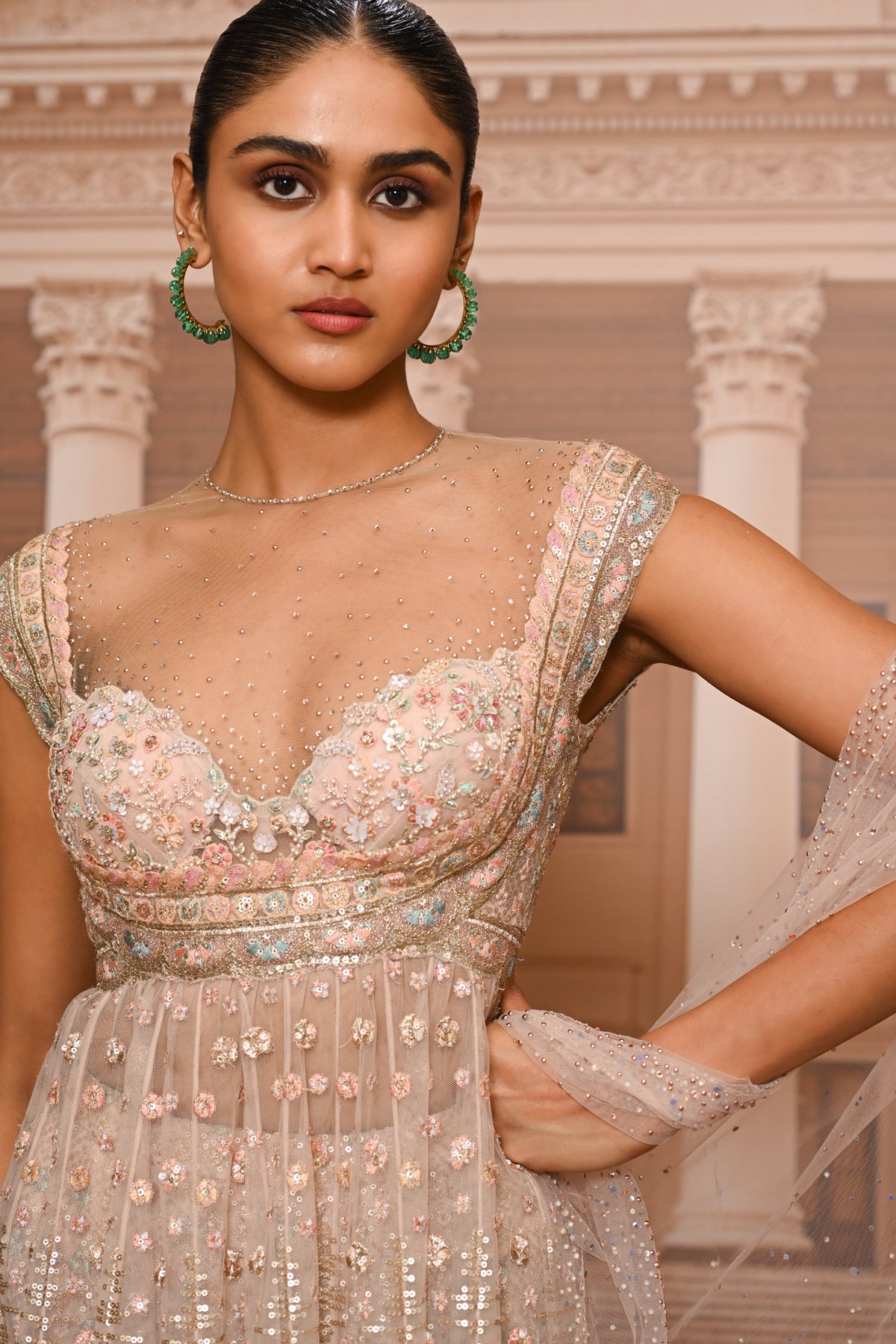 Ever Bloom Floral Embroidered Sharara Set