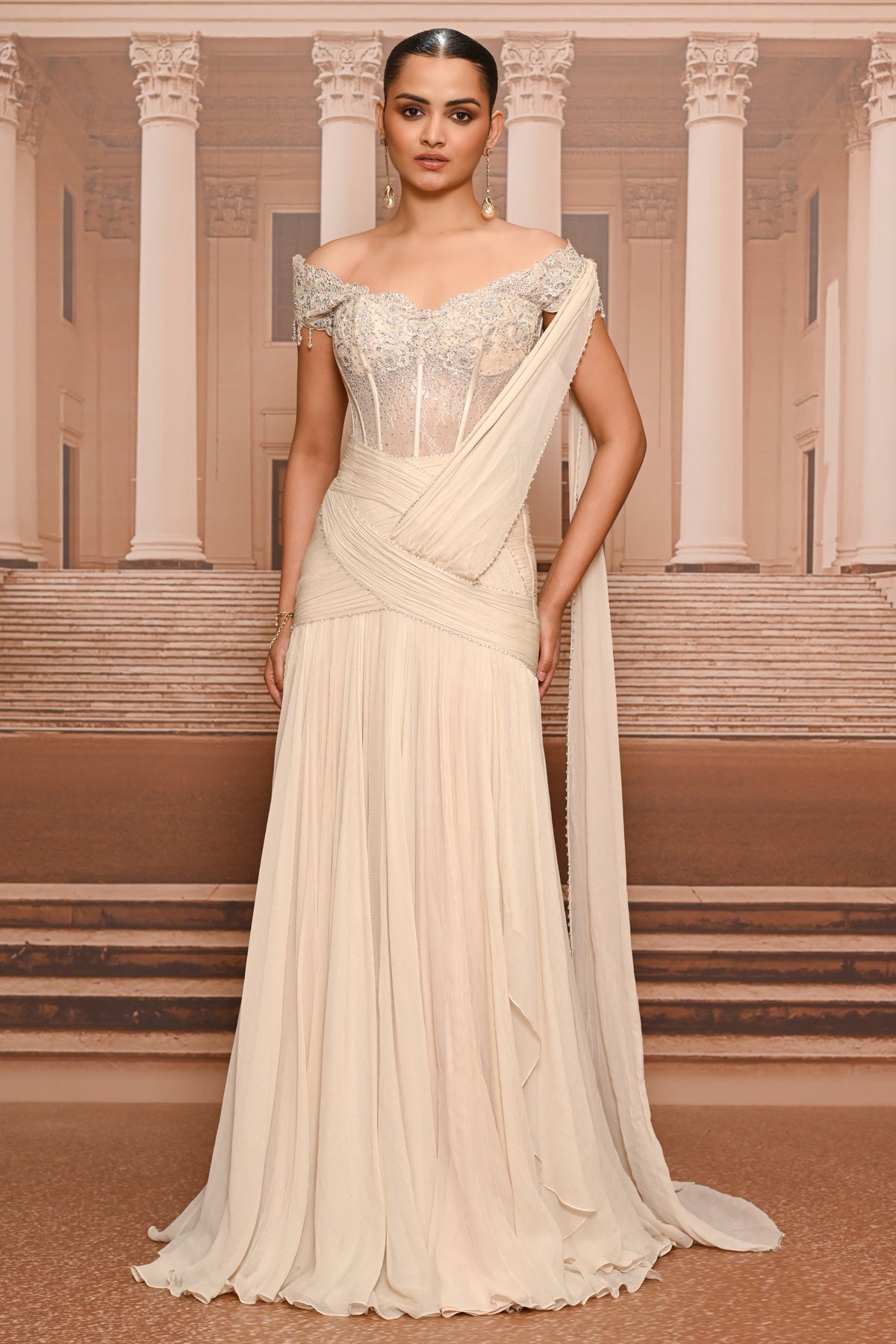 Ever Bloom Draped Concept Saree & Corset