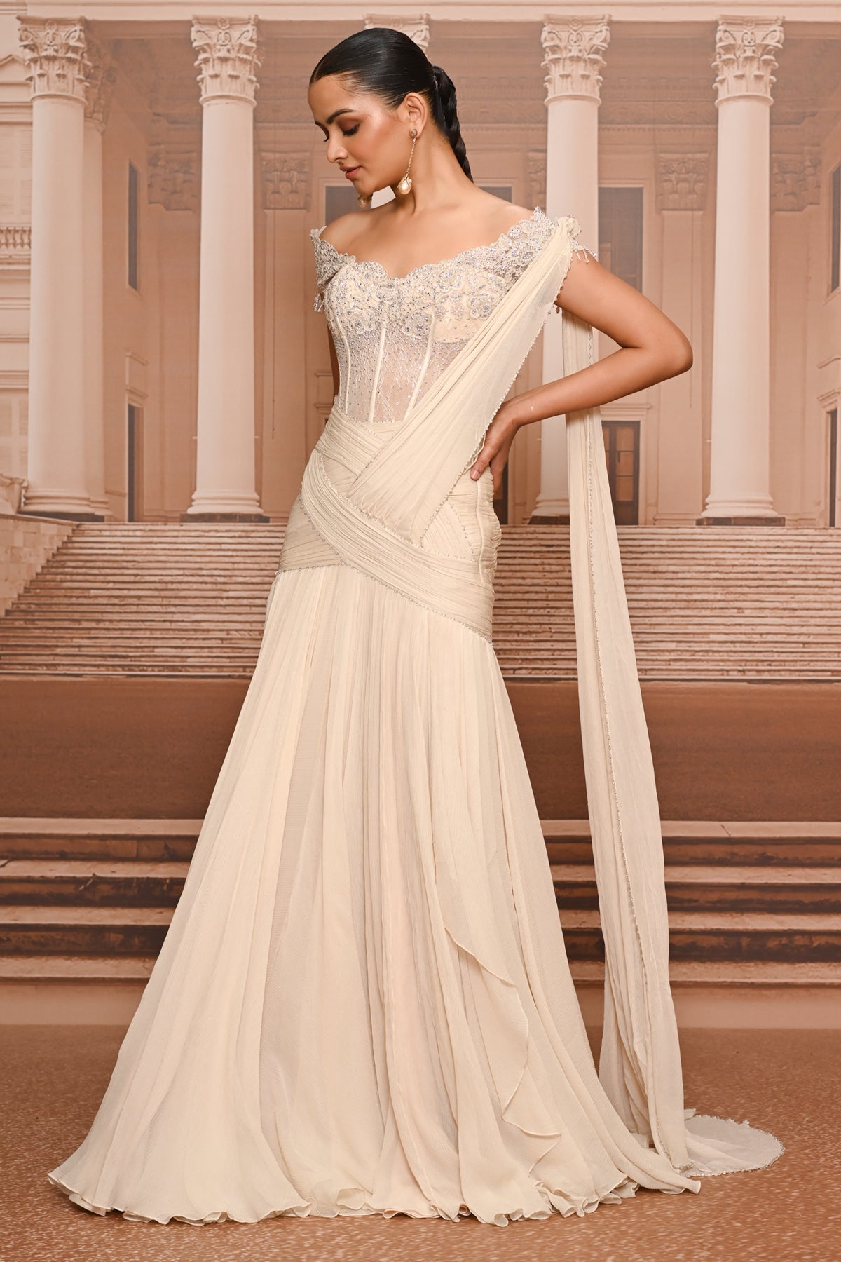 Ever Bloom Draped Concept Saree & Corset