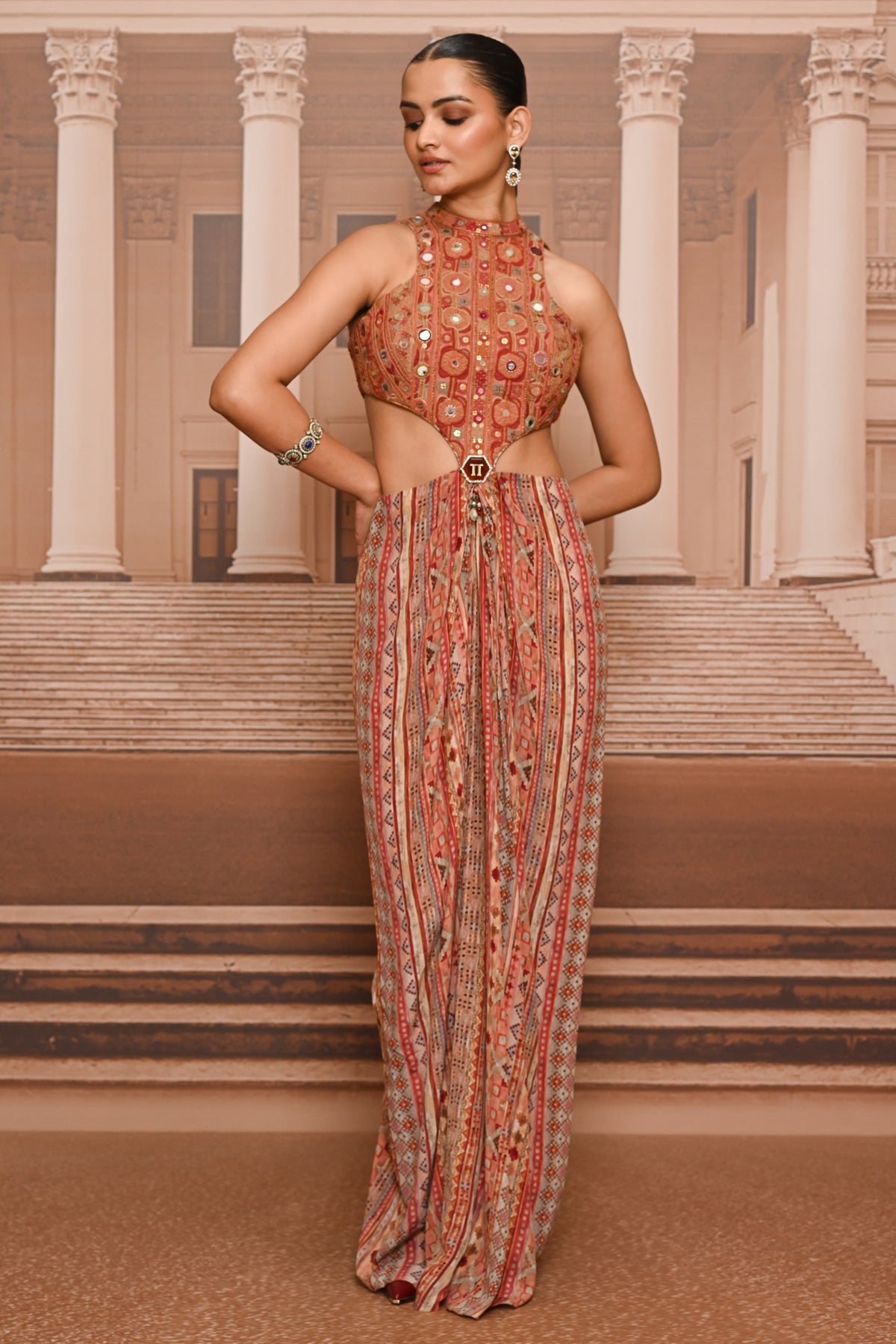 Ever Bloom Hand Embroidered Draped Dress