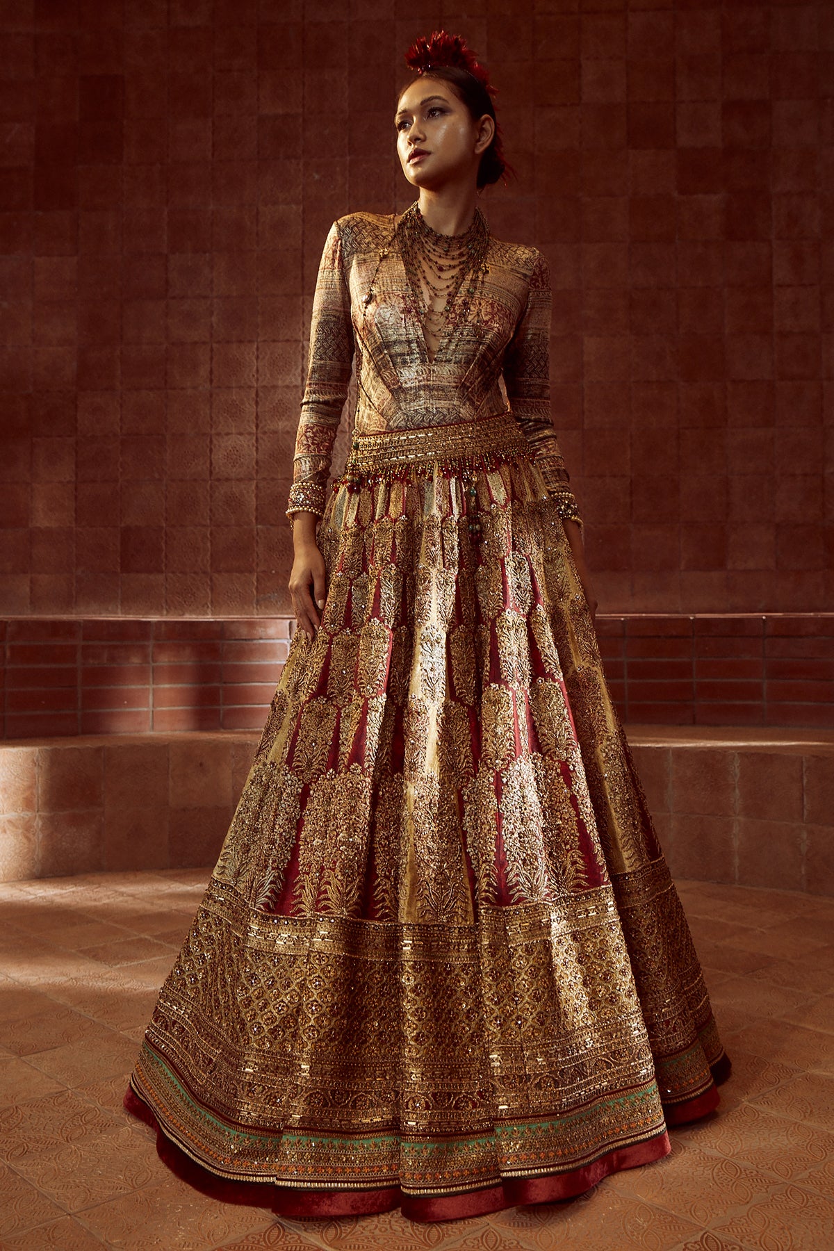 Digitally Printed Embroidered Lehenga