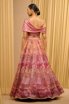 Foil Jersey Printed Lehenga With Draped Blouse