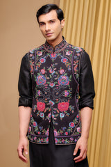 Multicolour Floral Waistcoat Set