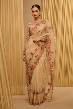 Classic Saree With Embroidered Cape Blouse