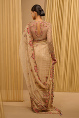 Classic Saree With Embroidered Cape Blouse