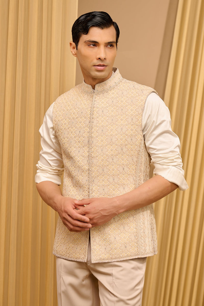 Chikankari Waistcoat Set