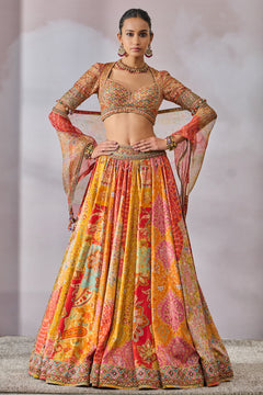 Blouse-Scarf-Lehenga