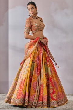 Blouse-Scarf-Lehenga