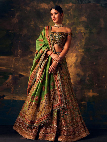Sabyasachi Bride Donned A Multi-Coloured Panelled Lehenga With Yellow  'Chooda' For Her Wedding Day