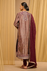 HAND EMBROIDERED BROCADE KURTA WITH DUPATTA & CHURIDAR