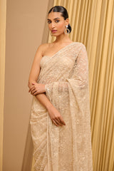 Pearl & Sequin Hand- Embroidered Saree