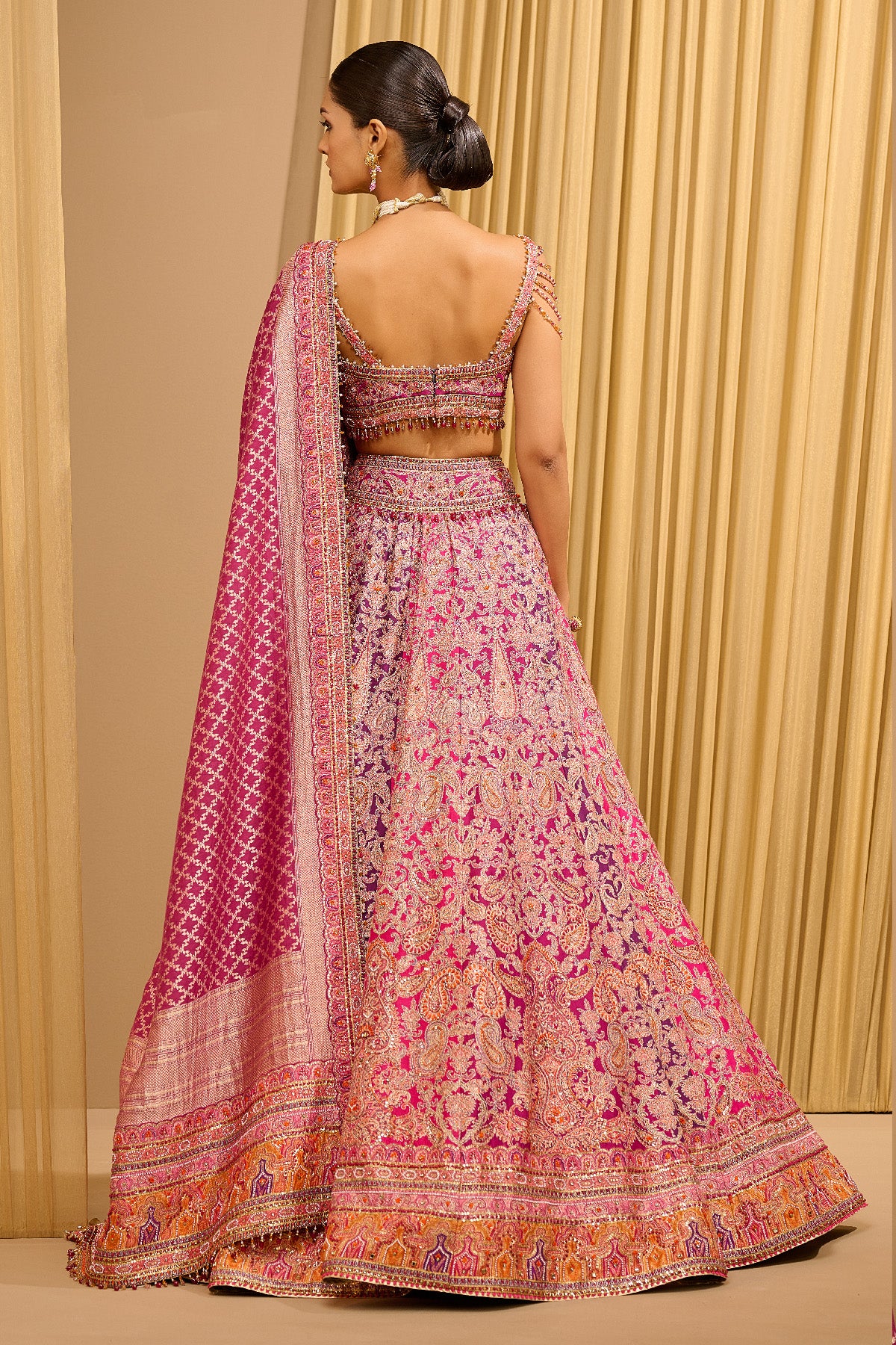 Signature Hand Embroidered Kashida Paisley Lehenga