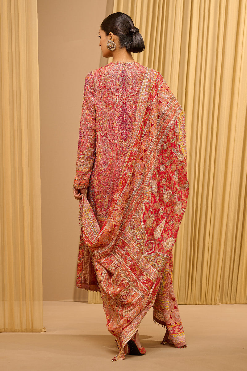 HAND EMBROIDERED KASHIDA PAISLEY KURTA CHURIDAR SET